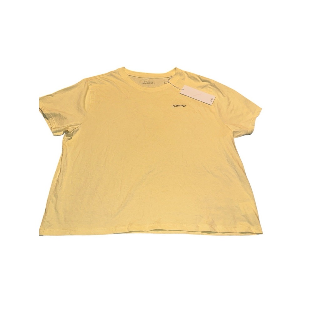 Saturdays NYC Script Embroidered Standard‎ SS Tee Light Yellow Size XL NWY